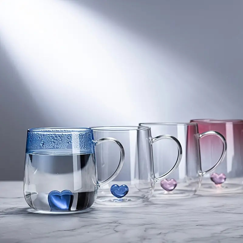 Heart-Shaped Gradient Glass Mugs