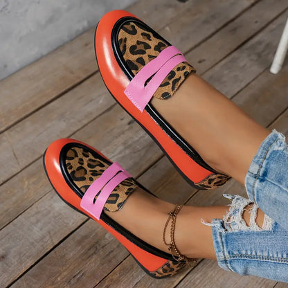 Leopard Print Red & Pink Loafers