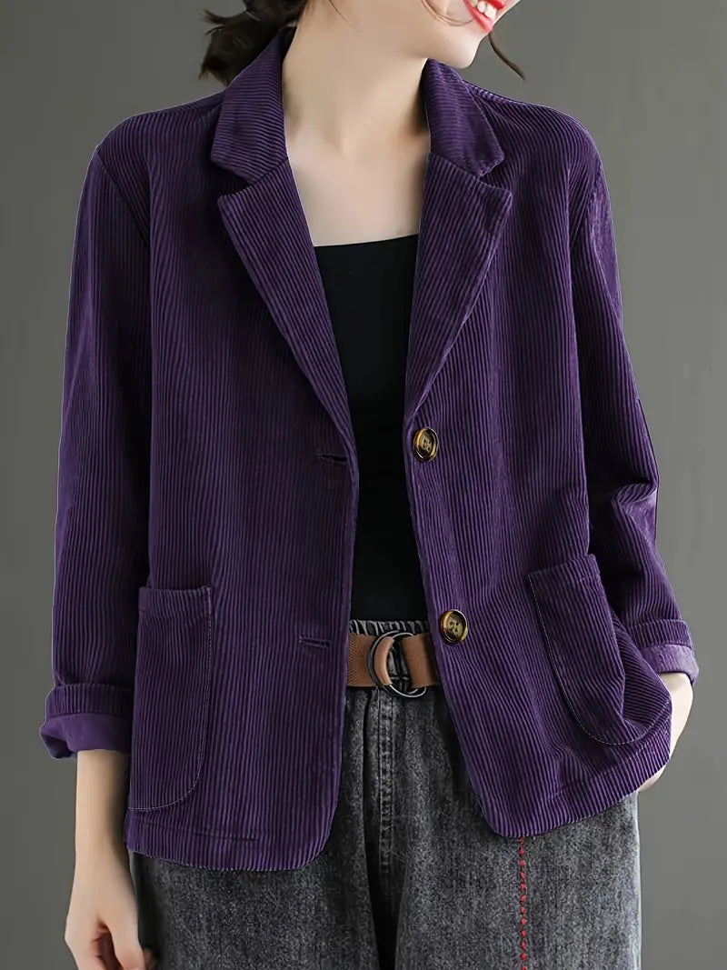 Chic Cord Lapel Collar Blazer
