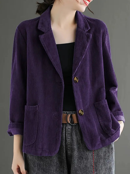 Chic Cord Lapel Collar Blazer