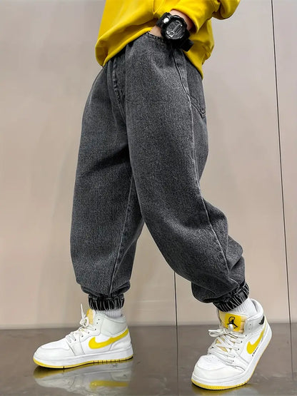 MAOMU Smiley Denim Jogger Pants