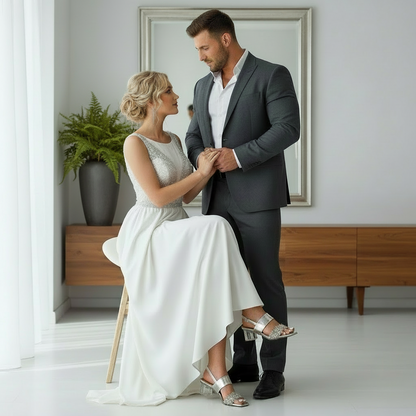 Vera Acrylic Block Heel Rhinestone Sandals