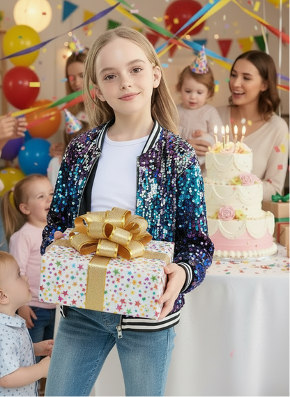 LOLANTA Girls Gradient Sequined Bomber Jackets