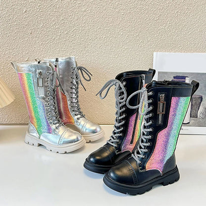 Shimmer Mid-Calf High Martin Boots