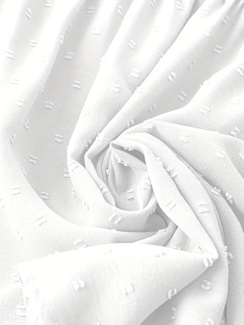 Polka Dot Textured Short Sleeved Blouse Top