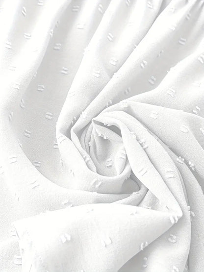 Polka Dot Textured Short Sleeved Blouse Top