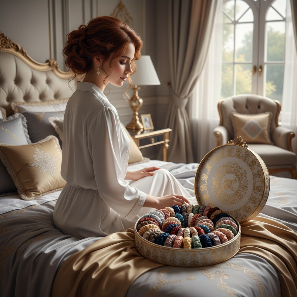 Bohemian Satin Thin Hair Scrunchies (19 Piece Set)