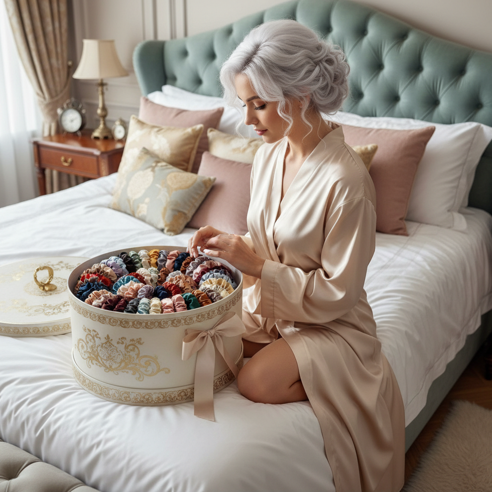 Bohemian Satin Thin Hair Scrunchies (19 Piece Set)