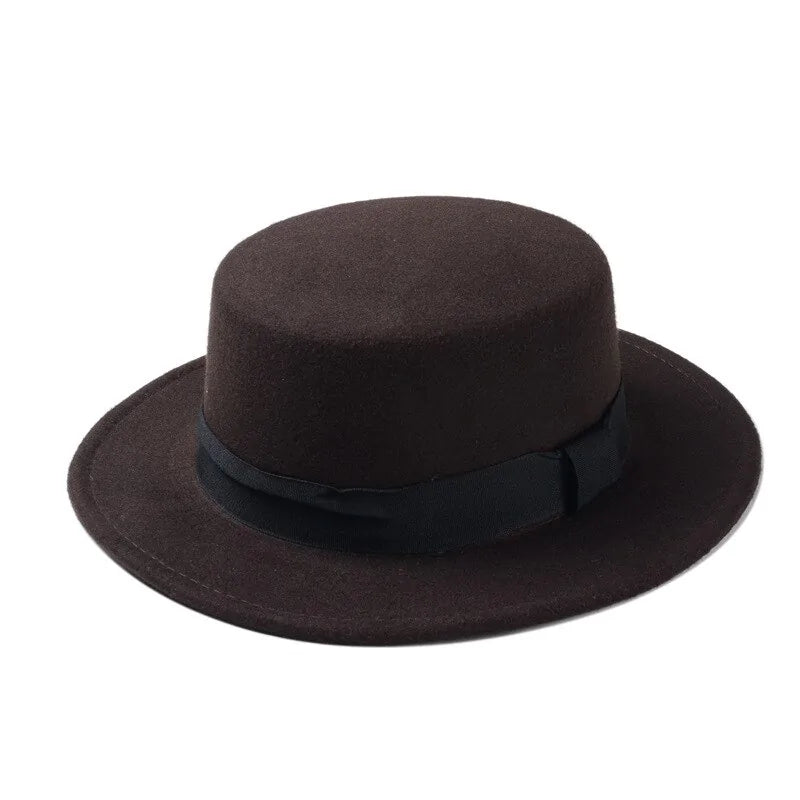 Pork Pie Flat Top Wool Hats