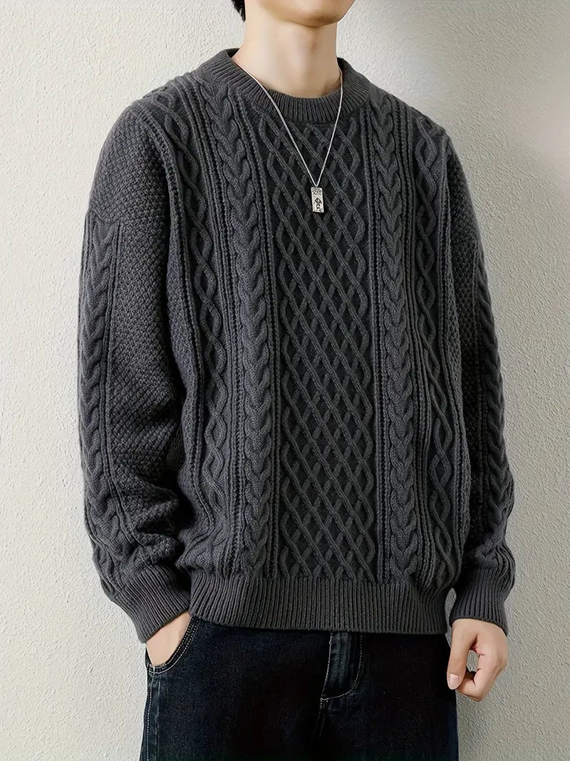 Hawthorne Acrylic Loose Knitted Aran Pullover Sweaters