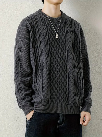 Hawthorne Acrylic Loose Knitted Aran Pullover Sweaters