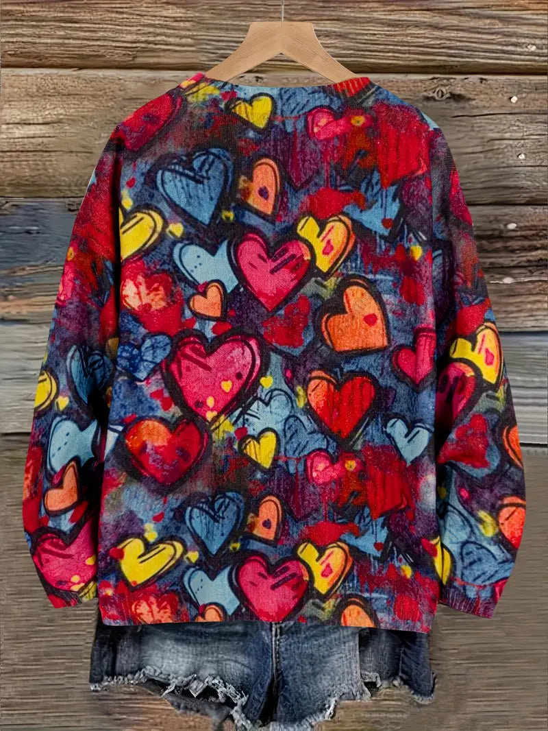 Graffiti Hearts Knit Pullover
