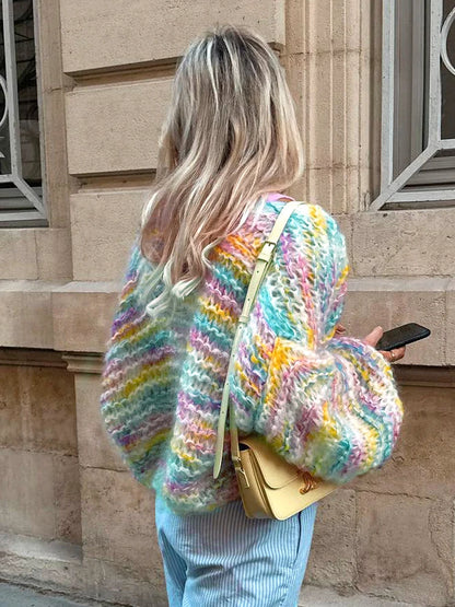 Rainbow Fluffy Cardigan