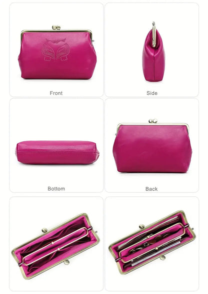 Foxy Genuine Leather Vintage Long Snap Closure Wallets