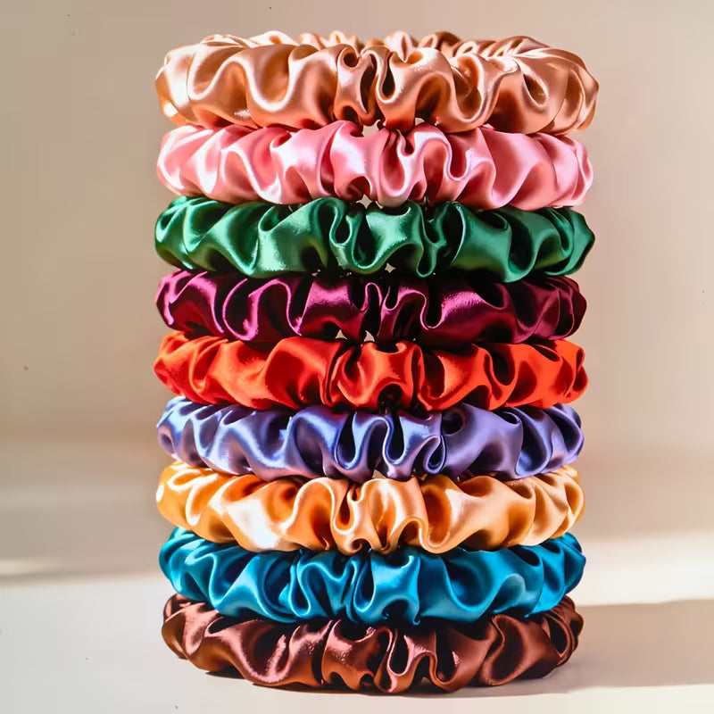 Bohemian Satin Thin Hair Scrunchies (19 Piece Set)