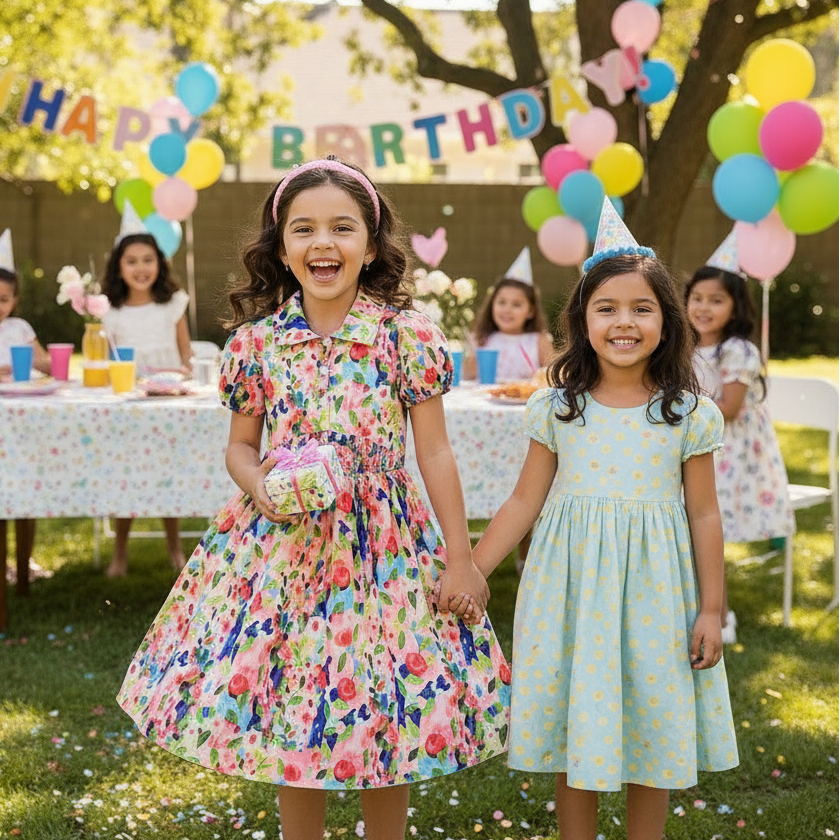 Monet Floral Bubble Sleeve Dress