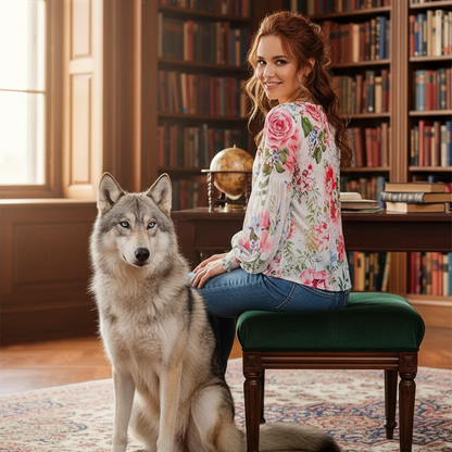 Mia Floral Shirred Cuff Blouse