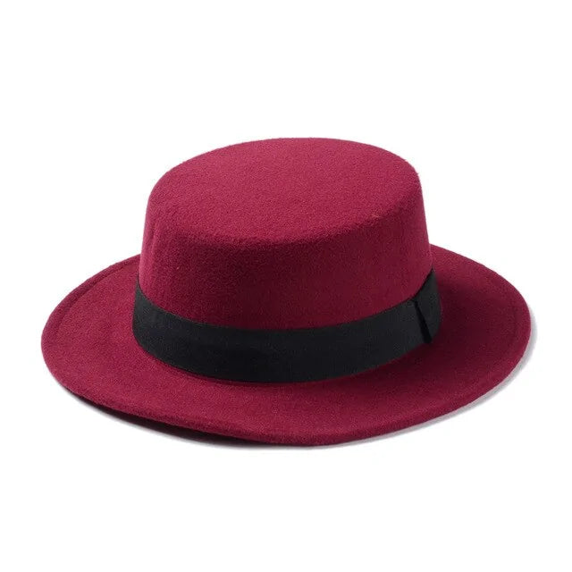 Pork Pie Flat Top Wool Hats