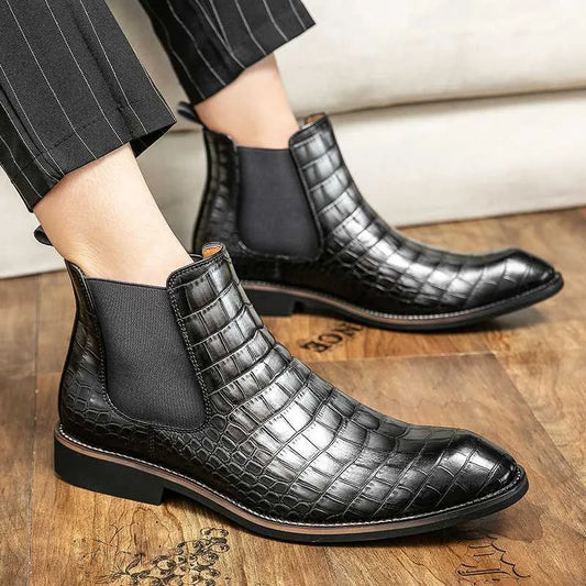 Unique Crocodile Vegan Leather Boots