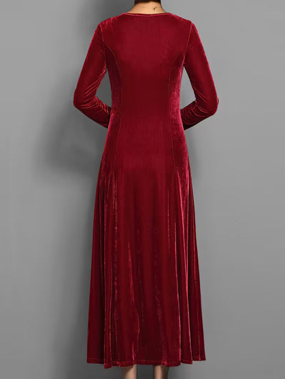 Velvet 3/4 Sleeve Midi Dress