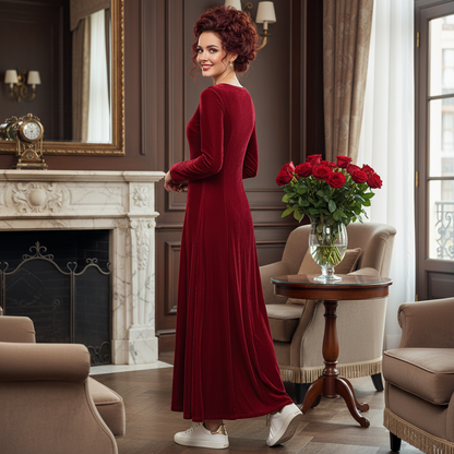 Velvet 3/4 Sleeve Midi Dress