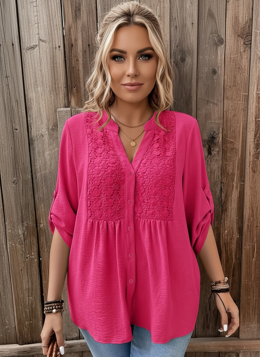 Zanzea Polyester Lace Shirt
