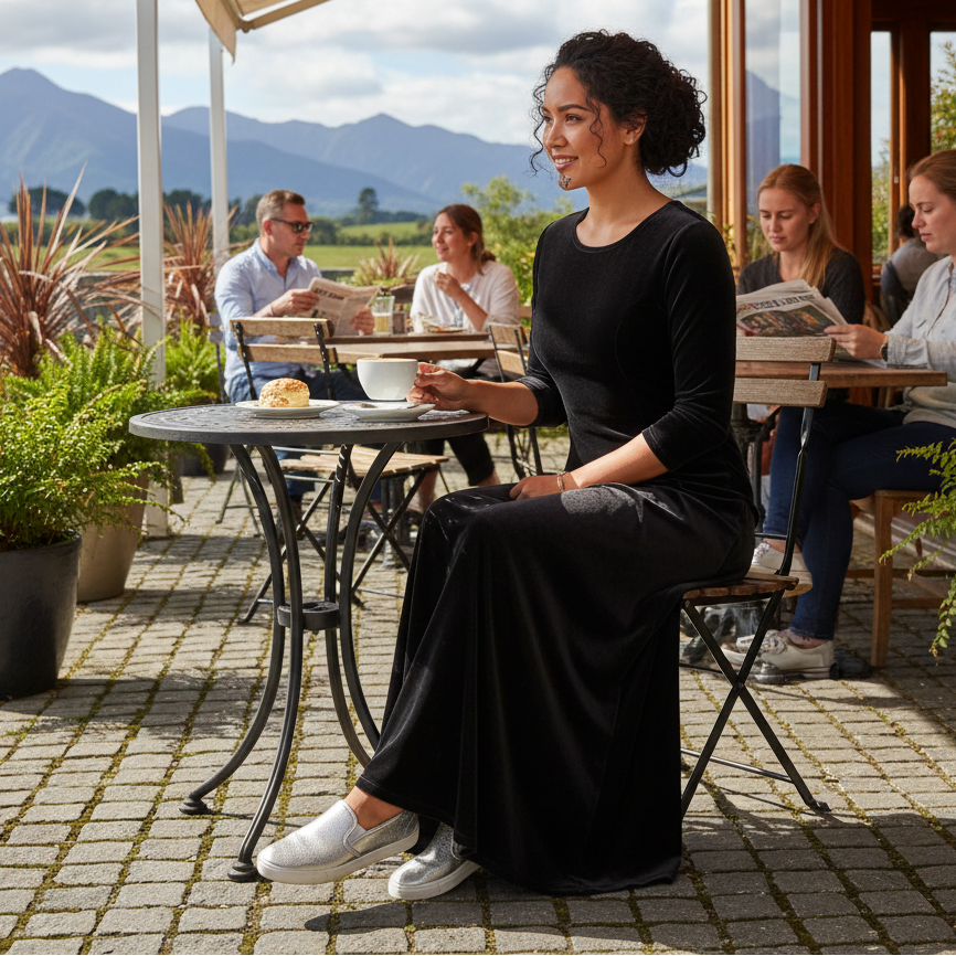 Velvet 3/4 Sleeve Midi Dress