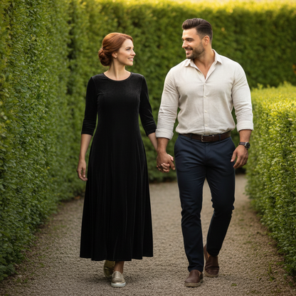 Velvet 3/4 Sleeve Midi Dress