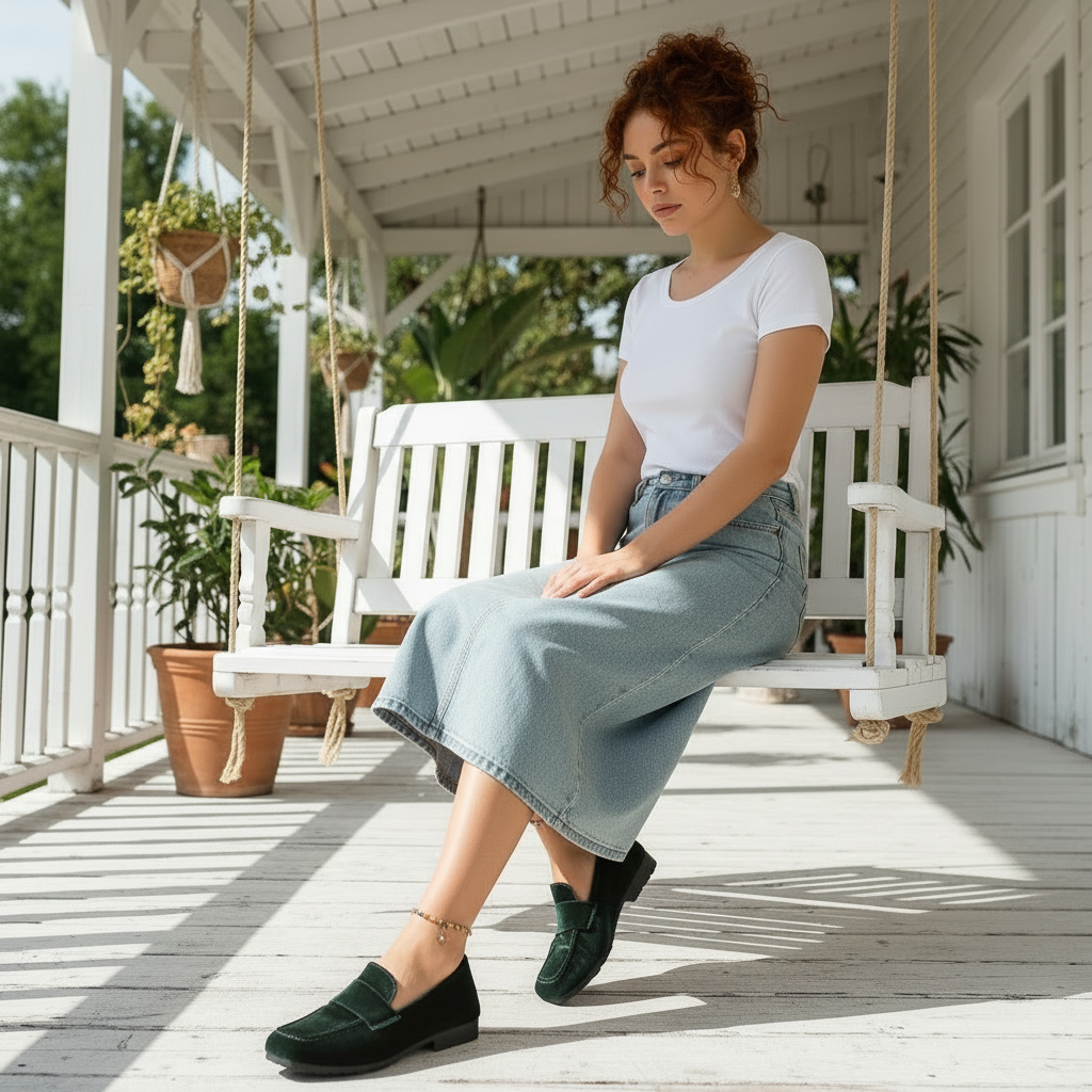 Velvet Mary Jane Slip-On Loafers