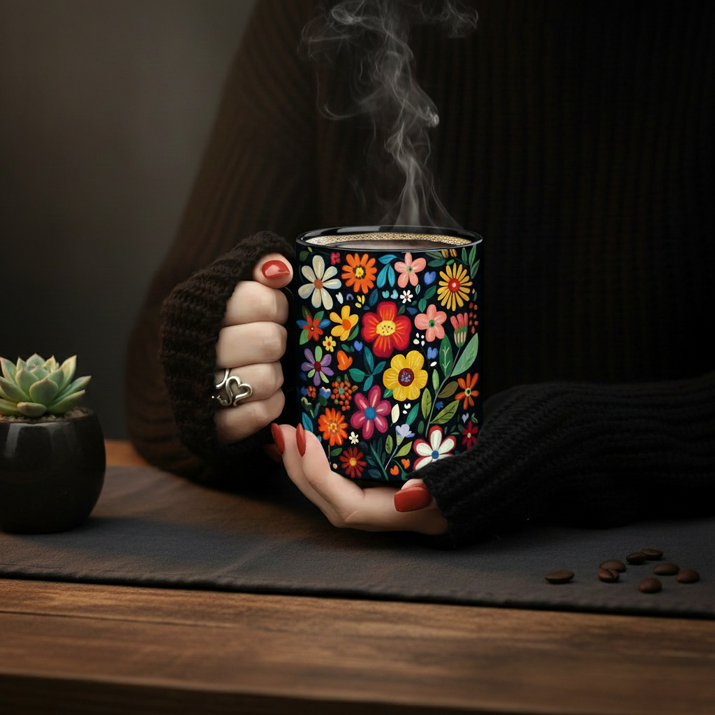 Vibrant Floral Ceramic Mug
