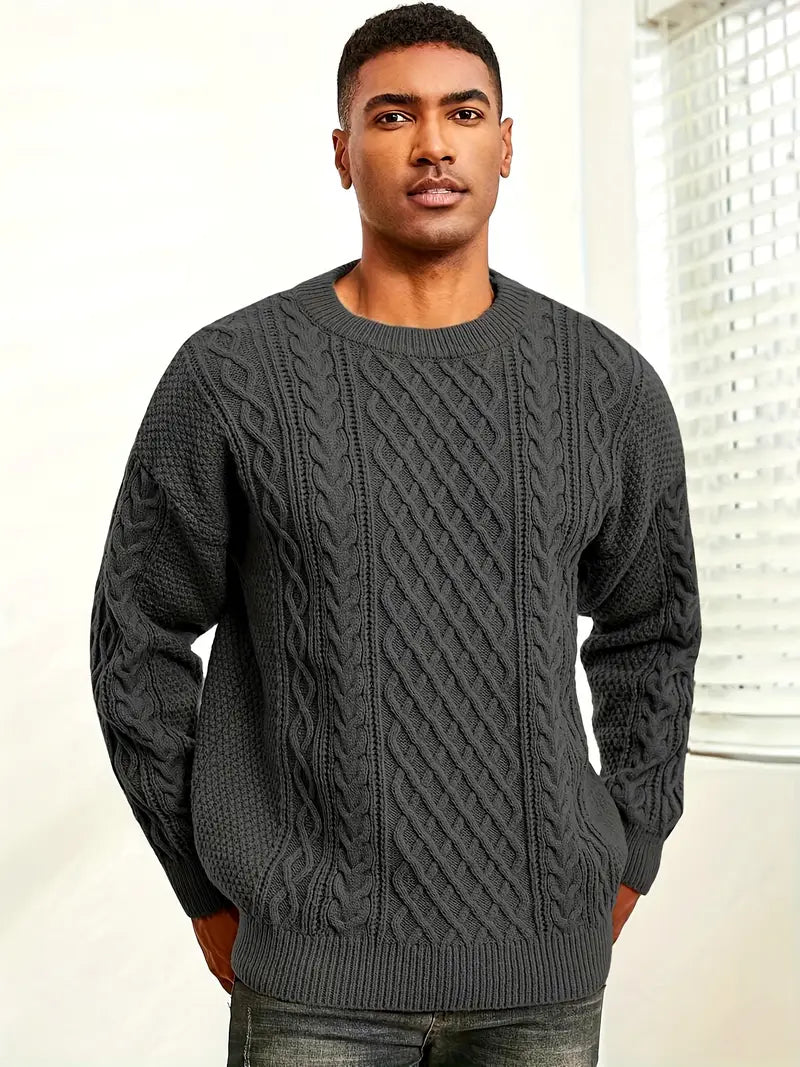 Hawthorne Acrylic Loose Knitted Aran Pullover Sweaters
