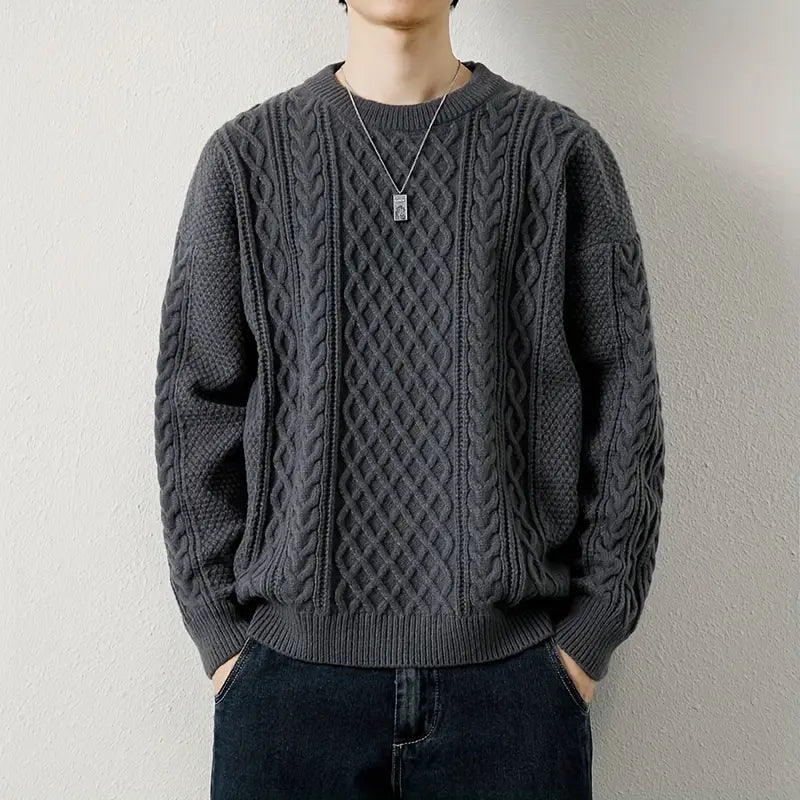 Hawthorne Acrylic Loose Knitted Aran Pullover Sweaters