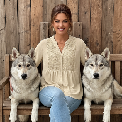 Zanzea Polyester Lace Shirt