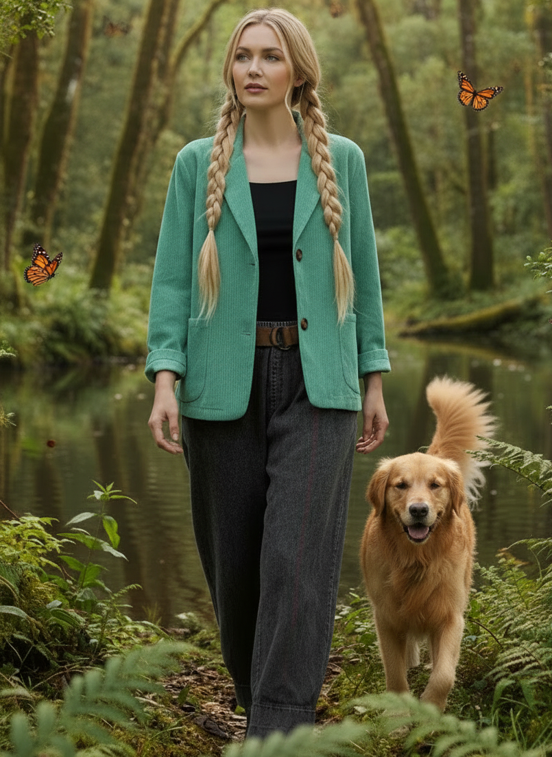 Chic Cord Lapel Collar Blazer