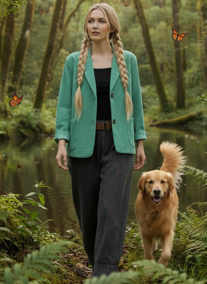 Chic Cord Lapel Collar Blazer