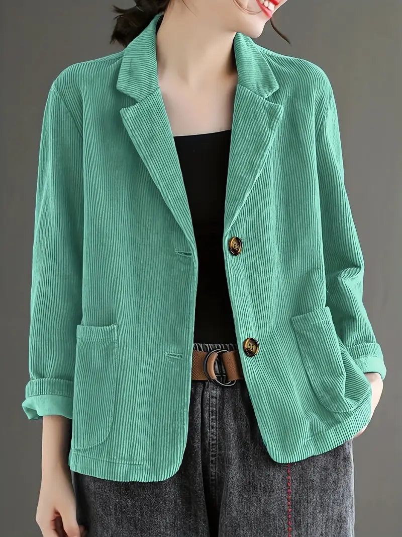 Chic Cord Lapel Collar Blazer