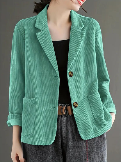 Chic Cord Lapel Collar Blazer