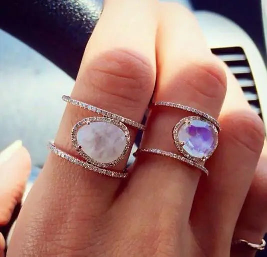 Double Band Moonstone Ring