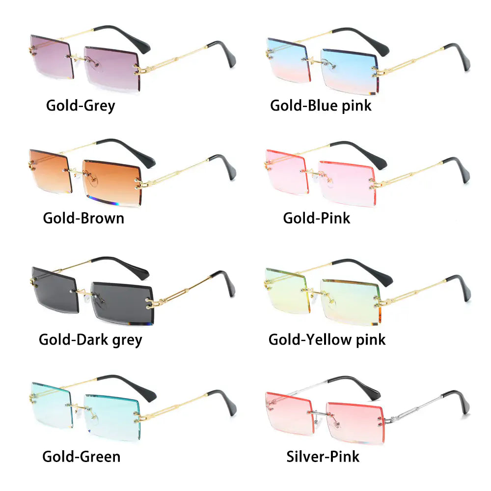 Rimless Small Rectangle Eyewear UV400 Sunglasses