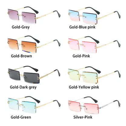 Rimless Small Rectangle Eyewear UV400 Sunglasses