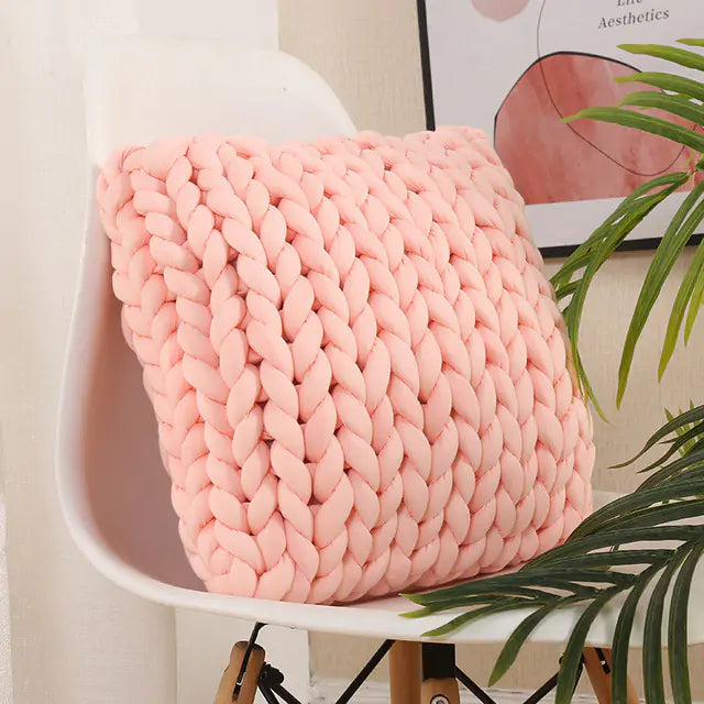 Chunky Handmade Wool Knitted Pillow