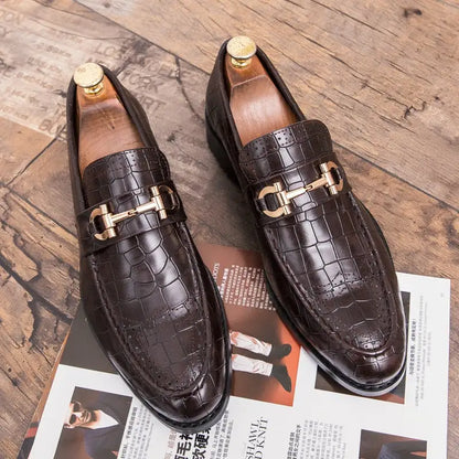 Italian Alligator Print Leather Loafers