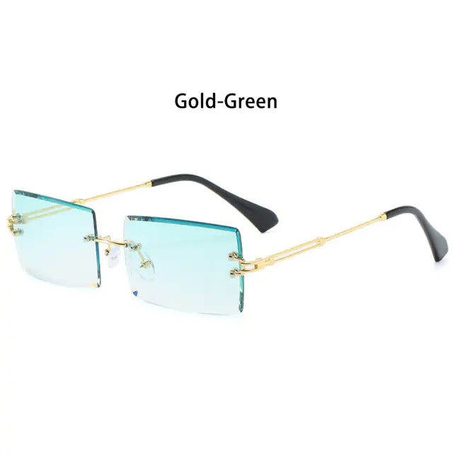 Rimless Small Rectangle Eyewear UV400 Sunglasses