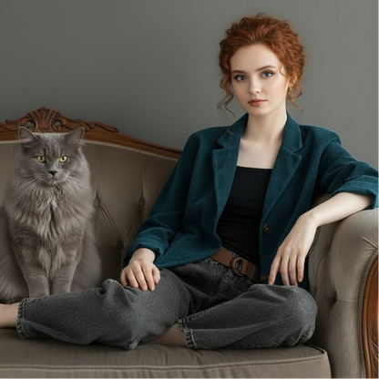 Chic Cord Lapel Collar Blazer