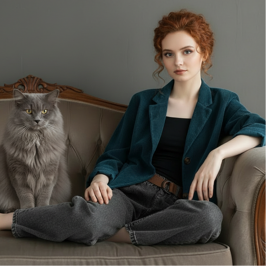 Chic Cord Lapel Collar Blazer