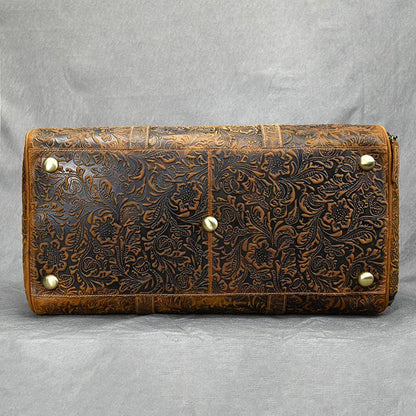 Vintage Crazy Horse Embossed Leather Weekend Bags