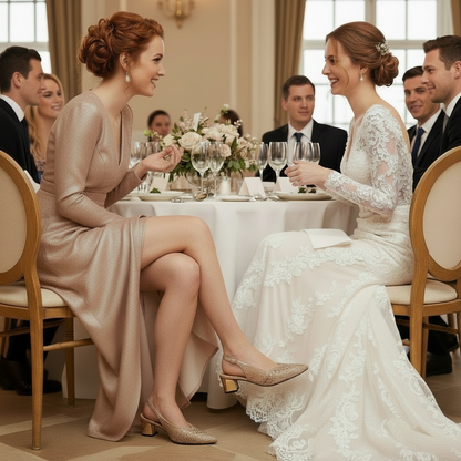 Elegant Rhinestone Block Heel Sandals