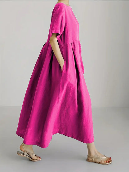 Plus Size Linen A-Line Maxi Dresses