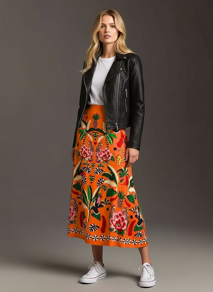 Tropical Rio Floral A-Line Skirt