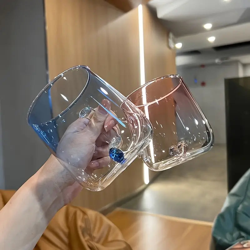 Heart-Shaped Gradient Glass Mugs